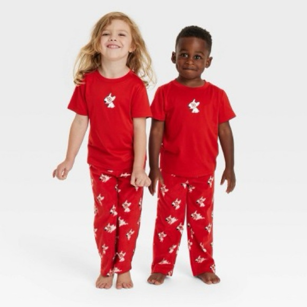 TWO Target Bullseye Matching Pajama T-Shirts Wondershop XS (4-5) and S (6-7)